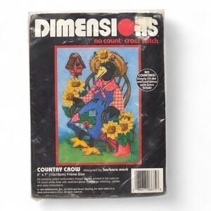 VTG Dimensions No Count Cross Stitch Kit COUNTRY CROW 6675 Barbara Mock Sealed
